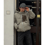 Nontype Check Hoodie Down Jacket Grey