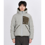 Nontype Check Hoodie Down Jacket Grey