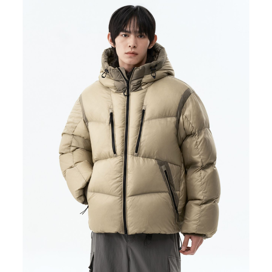 Musinsa Standard City Leisure Sheer Hooded Down Jacket Dusty Beige