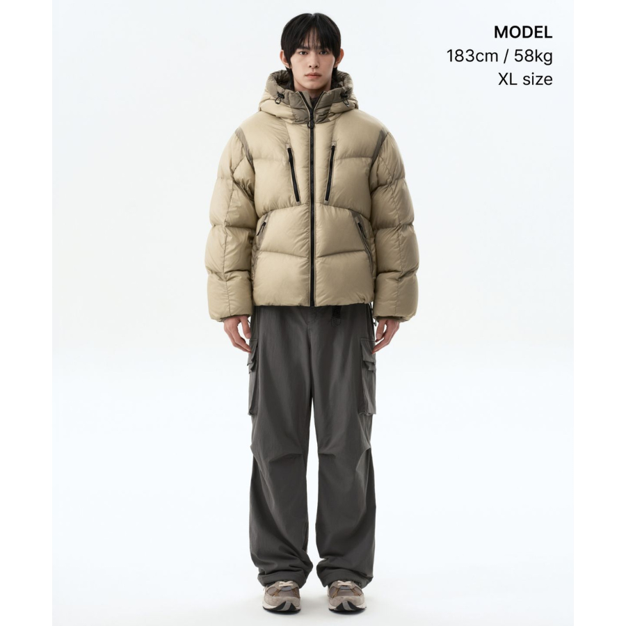 Musinsa Standard City Leisure Sheer Hooded Down Jacket Dusty Beige