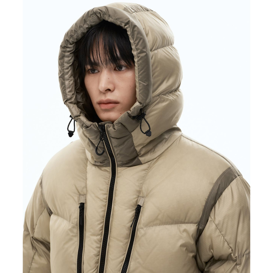 Musinsa Standard City Leisure Sheer Hooded Down Jacket Dusty Beige