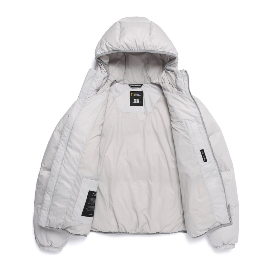National Geographic Taira Hooded Duck Down Jumper Light Grey