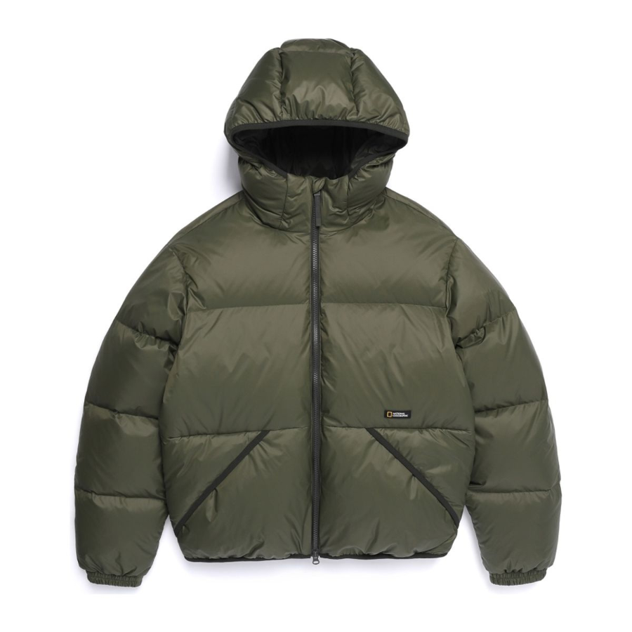 National Geographic Taira Hooded Duck Down Jumper Olive Khaki