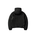 Leathery Curved Line Lightweight Puffer Jacket Black